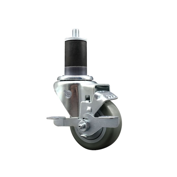 Service Caster 3'' SS Gray Poly Swivel 1-5/8'' Expanding Stem Caster with Brake SCC-SSEX20S314-PPUB-TLB-158 - main
